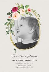 Golden floral wreath - Birthday Invitation